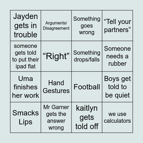 Physics Bingo Card