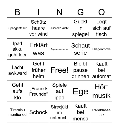 Rangendinger Bingo Card