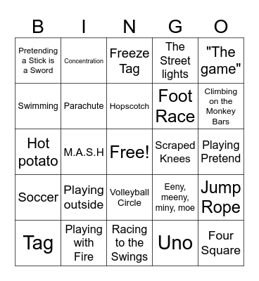 Kid Bingo Card