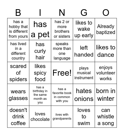 CGF Elmhurst Bingo Card
