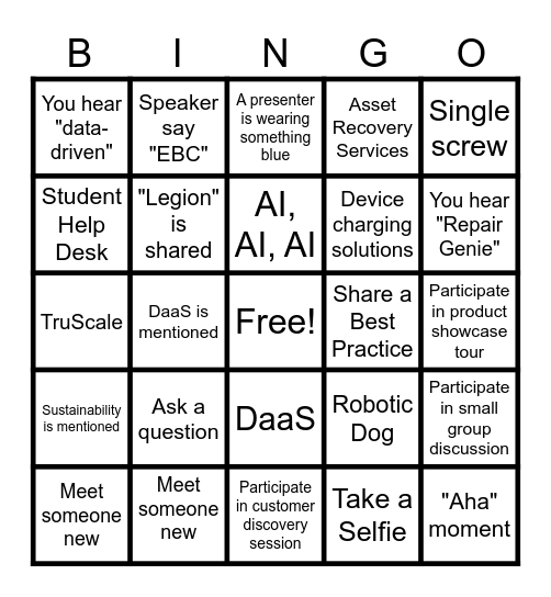 NC Summit Bingo Card