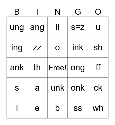Phonics- 1st 9 weeks Bingo Card