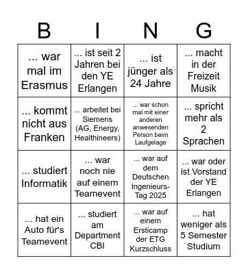 Winter-Teamevent 2025 Bingo Card