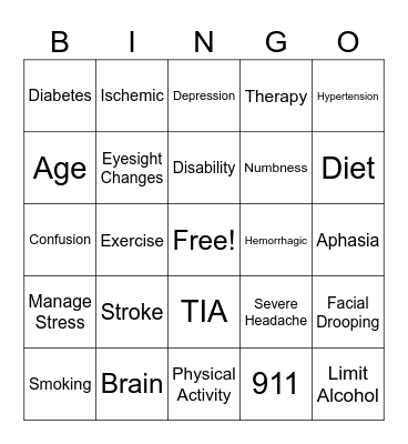 Stroke Bingo! Bingo Card