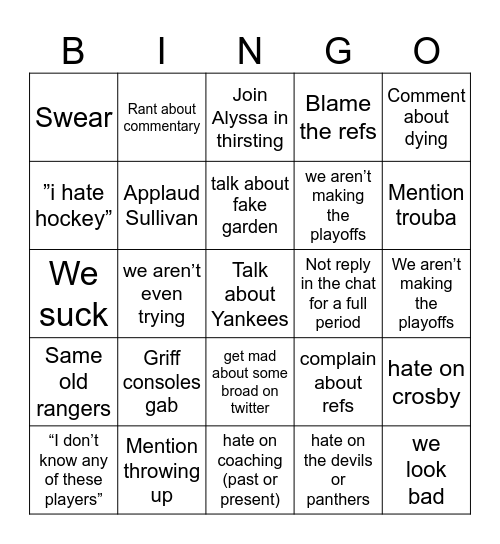 Gab Bingo Card