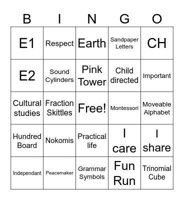 Fun Run Goal Bingo Card
