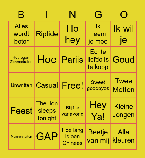 Moderne familie muziekbingo Card