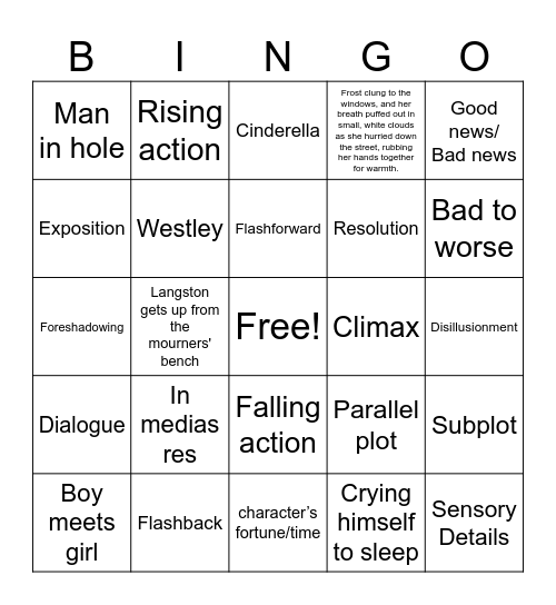 Creative Nonfiction Bingo Card