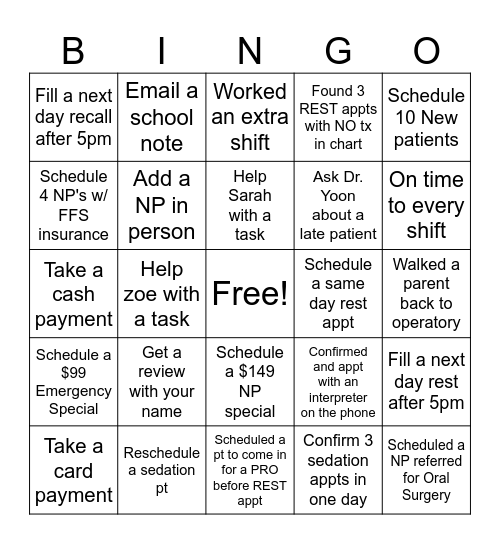 Fishbowl Bingo Card
