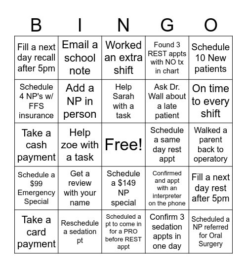 Fishbowl Bingo Card