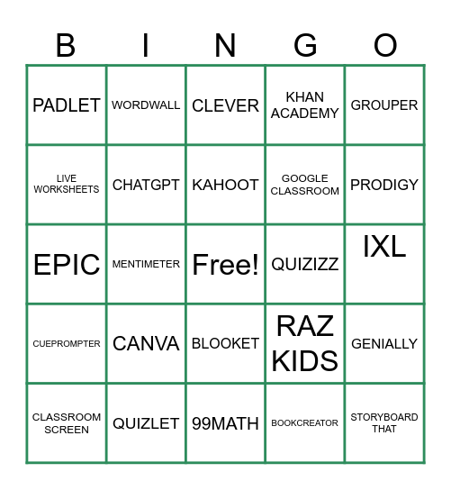 TEACHER BINGO Card