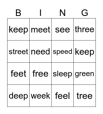 EE Bingo Card