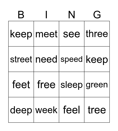 EE Bingo Card
