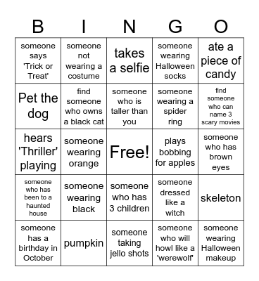 Halloween Party BINGO! Bingo Card