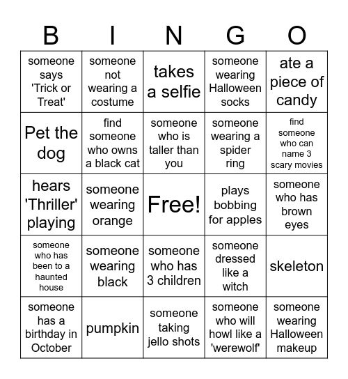 Halloween Party BINGO! Bingo Card