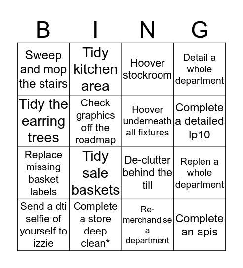 Store standards! Bingo Card
