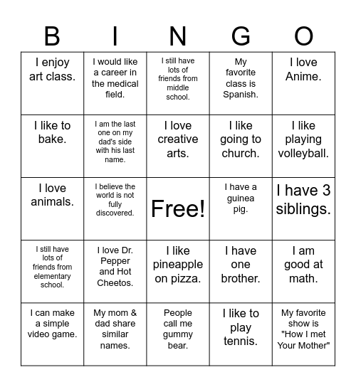 AVID 11 Mingle Bingo Card