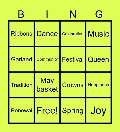 MAY DAY Bingo Card