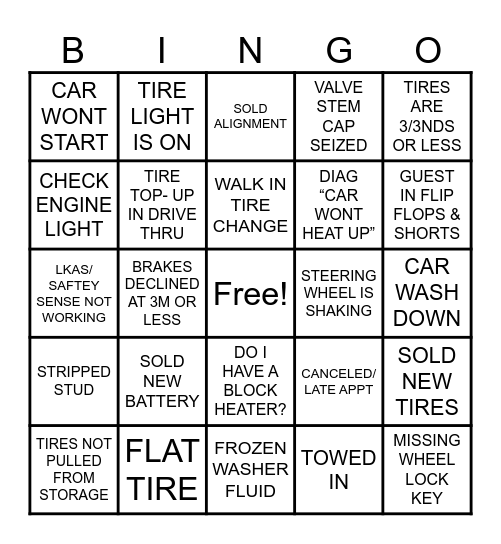 SNOWDAY BINGO Card