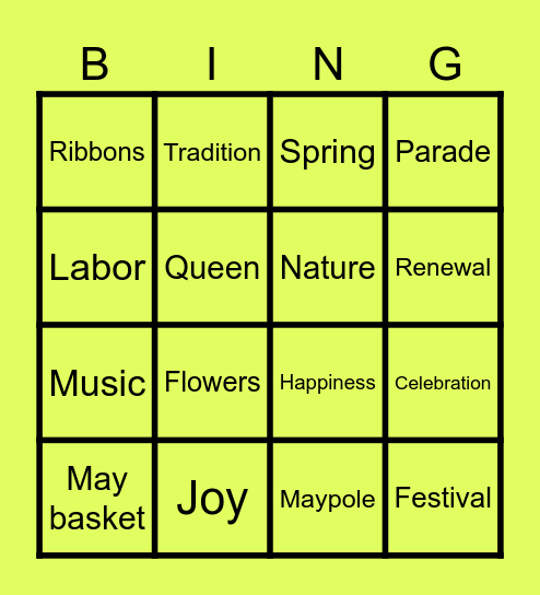 MAY DAY Bingo Card