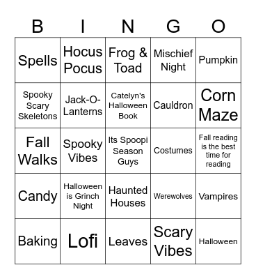 Fall Vibes Only <3 Bingo Card