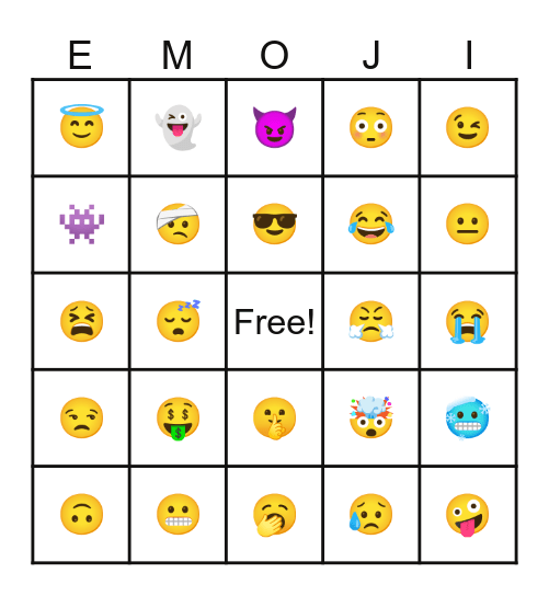 Emojis Bingo Card