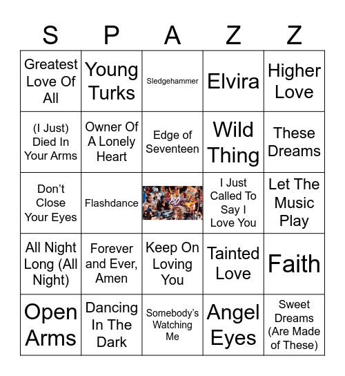 Totally 80's Musical Bingo Card
