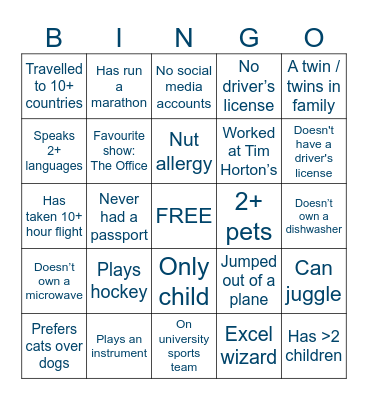 Get to Know You Bingo Card