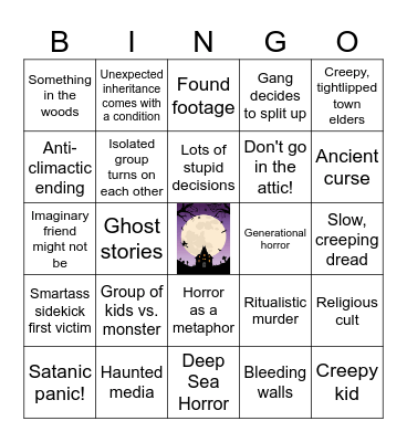 Horror Tropes Bingo Card