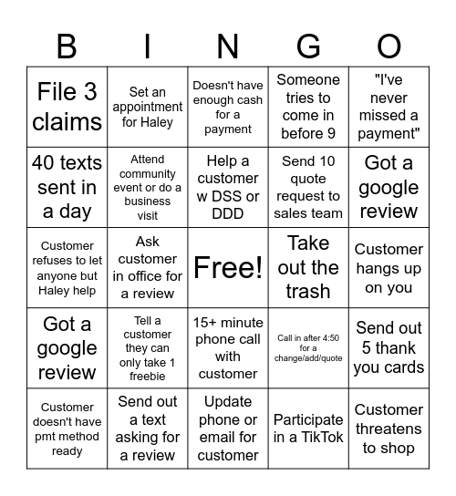 HRSF Fall Bingo Card