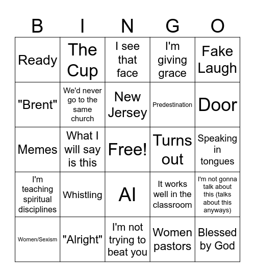 Bible Bingo Board Bingo Card