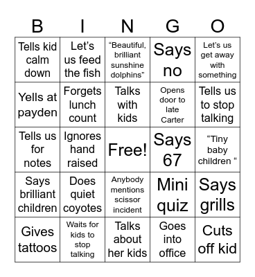 Ms Engel Bingo Card