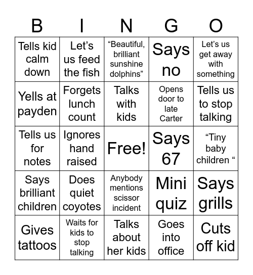 Ms Engel Bingo Card