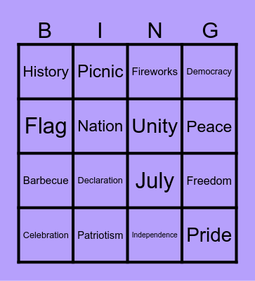 INDEPENDENCE DAY Bingo Card