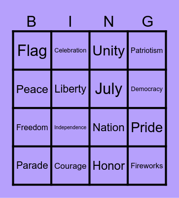INDEPENDENCE DAY Bingo Card