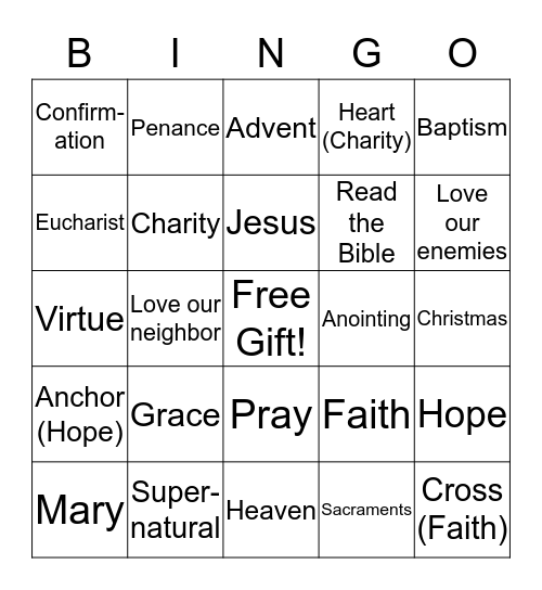 Advent Week 1 Bingo Card