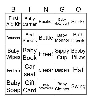 Jaylyn's Baby Shower Bingo Card