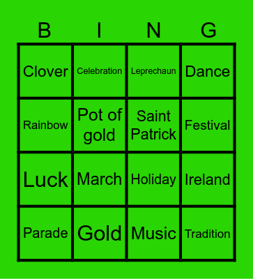 SAINT PATRICK'S DAY Bingo Card