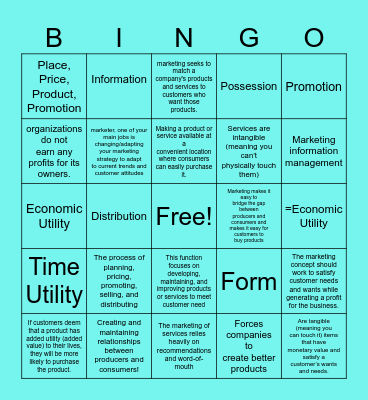 SUNY Marketing Bingo Card