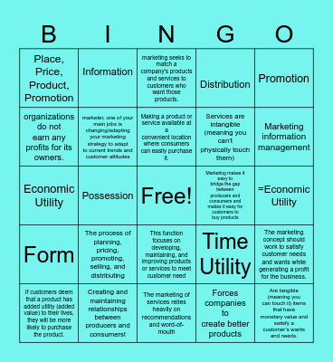 SUNY Marketing Bingo Card