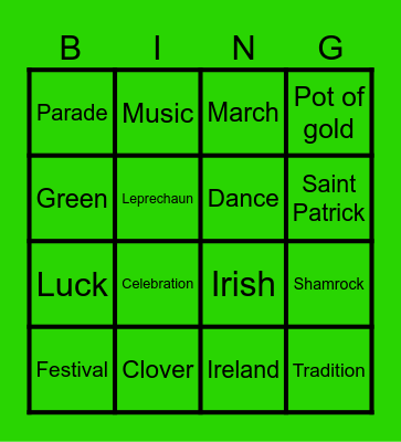SAINT PATRICK'S DAY Bingo Card
