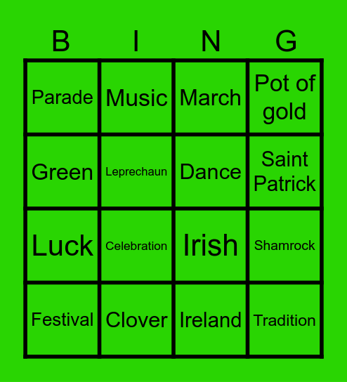 SAINT PATRICK'S DAY Bingo Card
