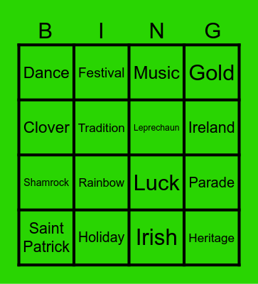 SAINT PATRICK'S DAY Bingo Card