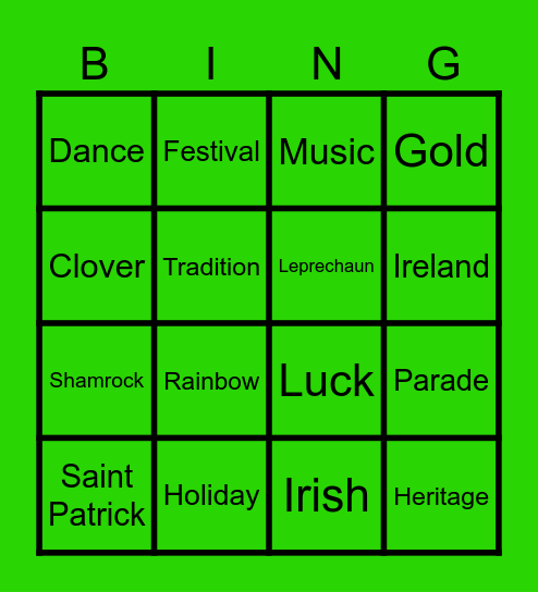 SAINT PATRICK'S DAY Bingo Card