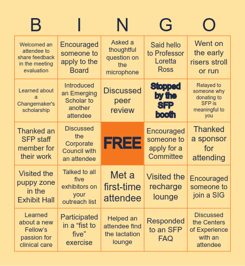 #SFP2025 Board BINGO Card