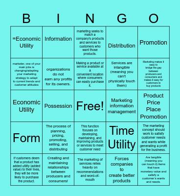 SUNY Marketing Bingo Card