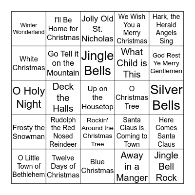 Christmas Carols Bingo Card