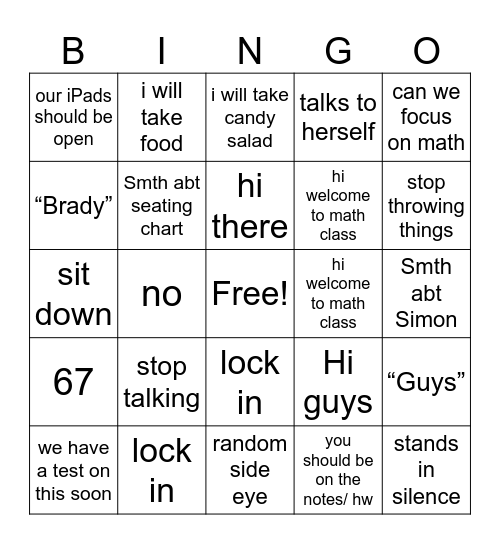 lil grizz Bingo Card