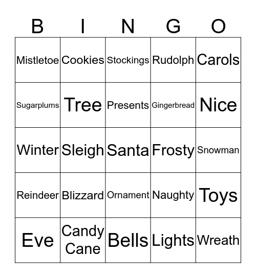 Holiday Bingo Card