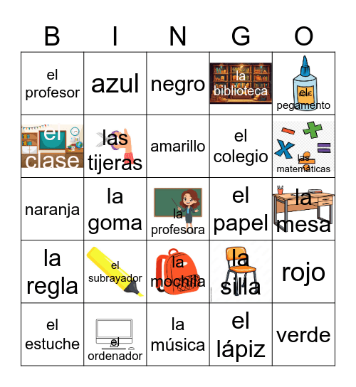 ¿Que tengo en mi estuche? En mi estuche tengo... Bingo Card